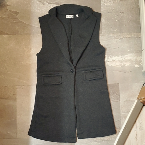 525 America Long Sweater Vest Cardigan. Dark Grey. Sleeveless. Merino Wool. S. - Picture 2 of 12